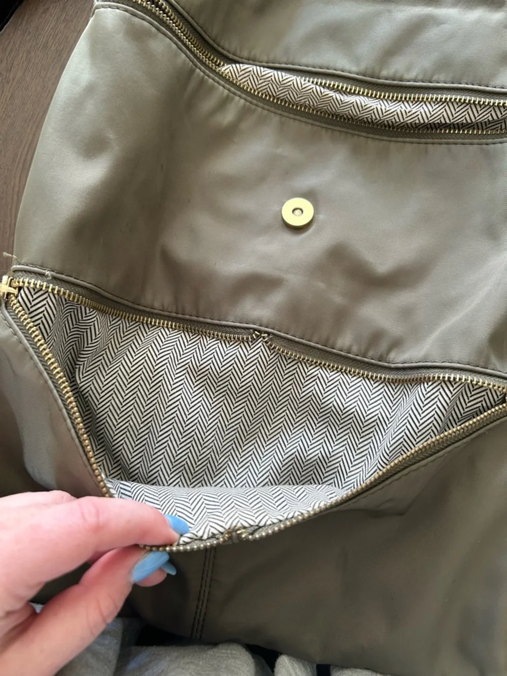 Steve Madden olive green back pack zipper front